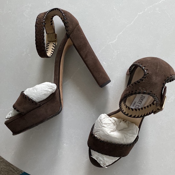 Jimmy Choo Holly Sandal in Brown Suede - Picture 5 of 8